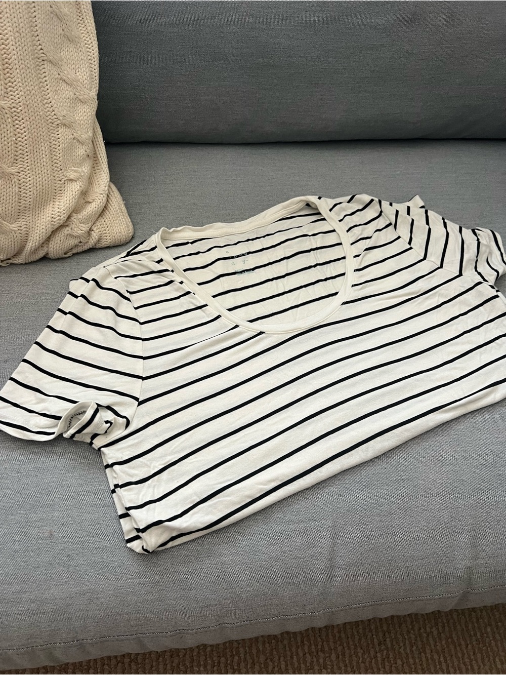 a new day Black and White Striped Scoop Neck Top